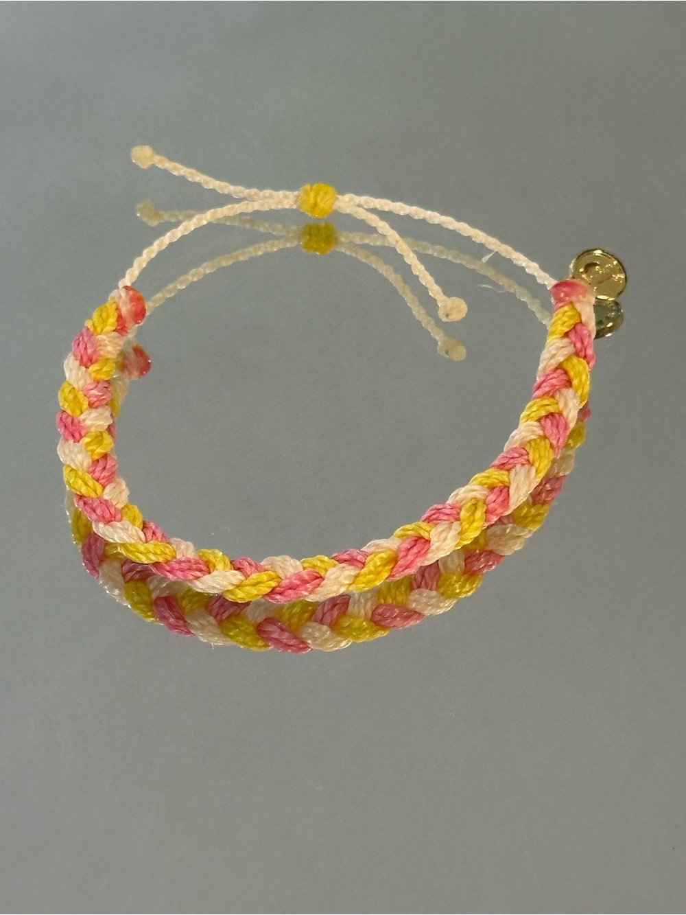 Pura Vida. Braided Bracelet - Pink, Yellow & Cream